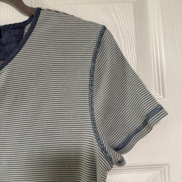 LRL Lauren Jeans Co. Women's Blue Cotton Striped 1/4 Zip Top Size Large - Picture 4 of 10